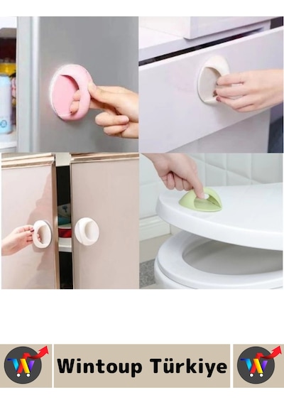 Premium Pencere Dolap Çekmece Fayans Ahşap Çok Amaçlı Kendinden Yapışkanlı Pratik Kulp Tutacak 2 Adt Çok Renkli