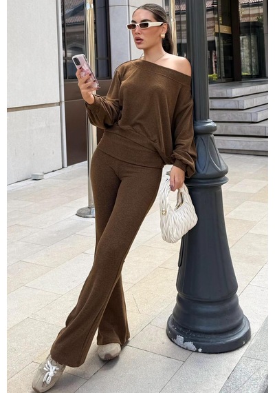 Seeh Kahverengi Bluz Pantolon İkili Takım Sh314 Standart
