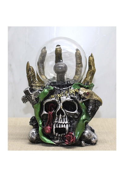 Kafatası Figürlü Polyester Plazma Lamba Dekoratif Masa Lambası 12x20 Cm Açık Gri