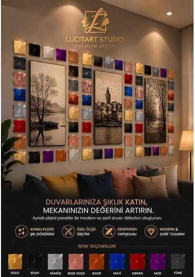 10 Adet 1mm Dekoratif Kare Gümüş Pleksi - 10x10, 15x15, 20x20, 25x25, 30x30, 35x35, 40x40 Cm Kendinden Yapışkanlı Duvar Dekorasyonu Ürünü Pleksi Ayna Beklentisiyle Almayınız