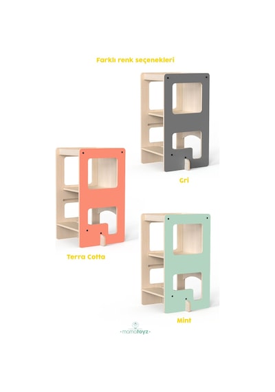 Flip Natural 3'ü 1 Arada Öğrenme Kulesi & Aktivite Masası & Yazı Tahtası Natural
