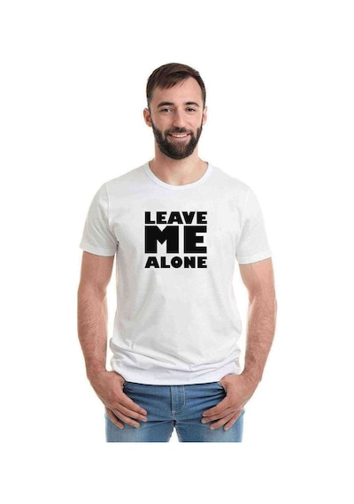 Leave Me Alone Baskılı Beyaz Erkek Tshirt (530984094)