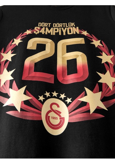 Galatasaray Lisanslı 2026 Şampiyonluk Siyah Tişört