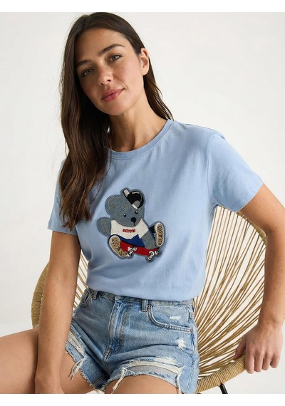 Shade Kadın Teddy Nakışlı İşlemeli Bisiklet Yaka Basic T-shirt 7533 60283952 - Bebe Mavisi Shade Kadın Teddy Nakışlı İşlemeli Bisiklet Yaka Basic T-shirt 7533 60283952 - Bebe Mavisi