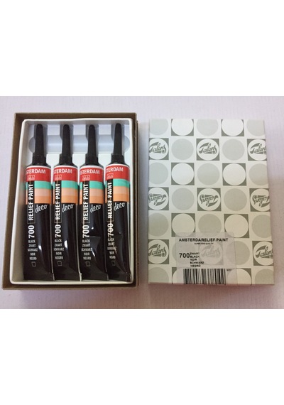 Talens Amsterdam Relıef Paint Siyah Cam Boyası 20Ml Tüp 4 Adet