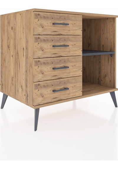 Kronos Şifonyer Tek Raflı 4 Çekmeceli 88x59x80 Çam-antrasit/çam Antrasit/çam Kronos Şifonyer Tek Raflı 4 Çekmeceli 88x59x80 Çam-antrasit/çam Antrasit/çam