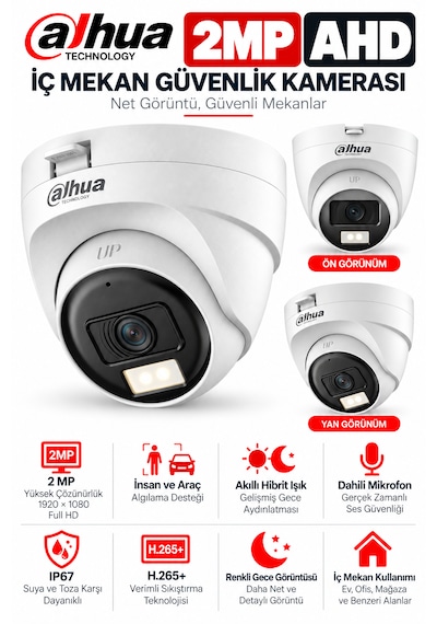 14'lü 2mp Ahd Full Color Renkli Gece Görüş Sesli Kamera Seti 7 İç - 7 Dış Kamera