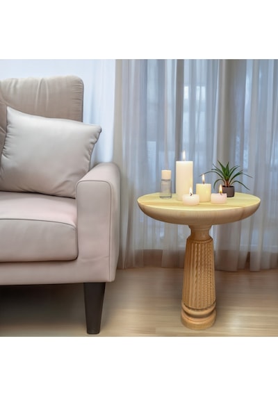 Wood Wooden Ahşap Tekli Fitilli Mantar Yan Sehpa Modern Fiskos / Çiçeklik / Zigon Sehpa Ahşap