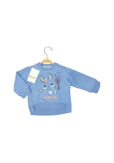 Çikoby Kız Çocuk Yüzde Yüz Pamuklu Tavşan Baskılı Sweatshirt-13569 Lila