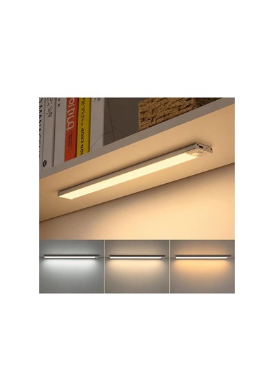 40 Cm Sensörlü Alüminyum Usb Şarjlı Led Gece Lambası 3 Renk Kısılabilir Mutfak Tezgah & Dolap İçi Çok Renkli