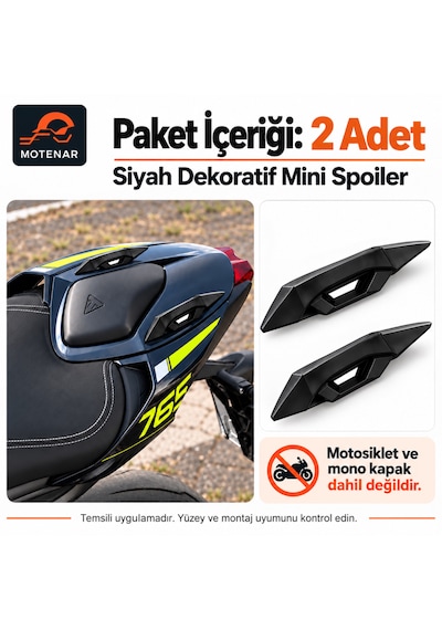 Motenar Universal 2'li Spoiler Mono Kapak Spoiler - Kanat Dekoratif Mini Spoiler Siyah
