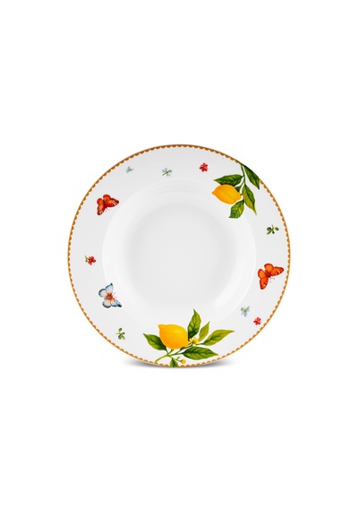Karaca Forever Bone Solemon 24 Parça 6 Kişilik Limon Desenli Yemek Takımı Sarı