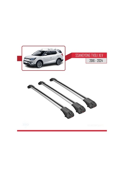 Ssangyong Tivoli Xlv 2016 Ve Sonrası İle Uyumlu Ace-1 Ara Atkı Tavan Barı Gri 3 Adet Bar