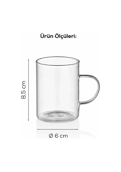 3 Lü Cam Kupa Bardak Seti Şeffaf Isıya Dayanıklı Çay & Kahve Bardağı Renksiz