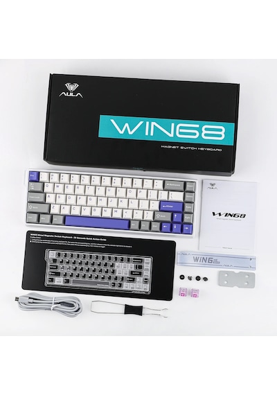 Aula Win68 He Max Manyetik Klavye Rapid Trigger Wing Chun Switch 8000hz Rgb Tkl Hot Swap Oyuncu Klavyesi Mavi