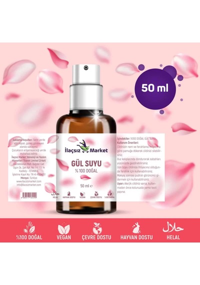 sız Market Doğal Hidrosol Gül Yağlı Gül Suyu 50 ML
