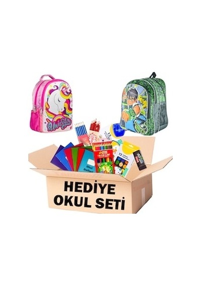 2K Hediyelik İlk Okul Seti Kuru Sulu Pastel Boya Kurşun Kalem Çanta