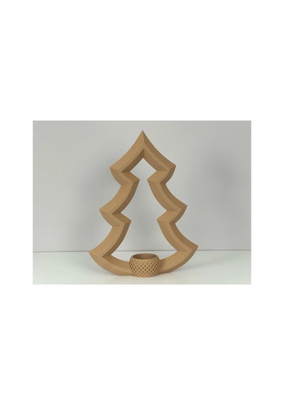 Alvera Decor Yılbaşı Ağacı Tealight Mumluk 18 Cm Dekoratif Çam Ağacı Şamdan Yeni Yıl Masa Süsü Karışık