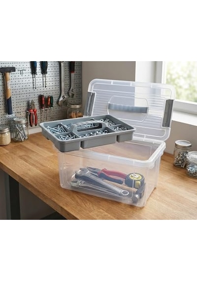 Bölmeli Ve Katlı Plastik Organizer Makyaj Düzenleyici Kilitli Takım Sandığı Organizer Kutu, Taşıma Kulplu Diğer
