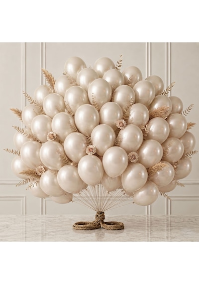 Fil Dişi Renk Lateks Metalik Balon 30 Cm - 50 Adet Açık Sarı