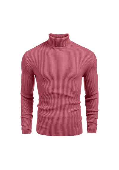 Polızeı Erkek Slim Fit Boğazlı Triko Kazak Esnek Dokulu Gülkurusu