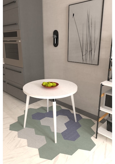 Vilinze Argos Yuvarlak Mdf Beyaz Sabit Mutfak Masası - Q90 Cm