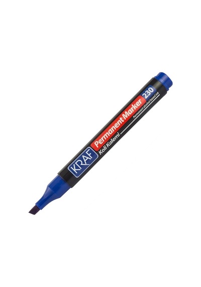 Kraf 230 Permanent Marker Kesik Uç Koli Kalemi - Mavi - 7 Adet Çok Renkli