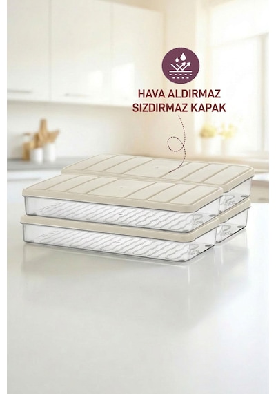Selka Home 4 Adet 1 Lt. Nora Organizer Buzdolabı  Buzluk Düzenleyici Saklama Kabı