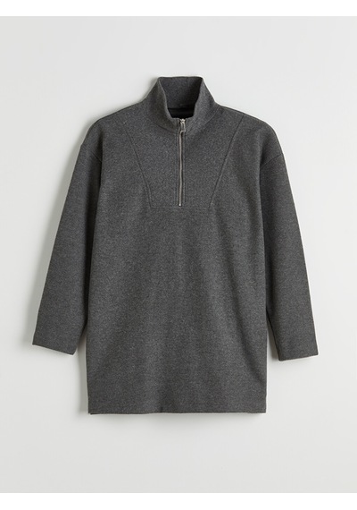 Lcw Modest Antrasit Dik Yaka Kadın Sweatshirt Tunik