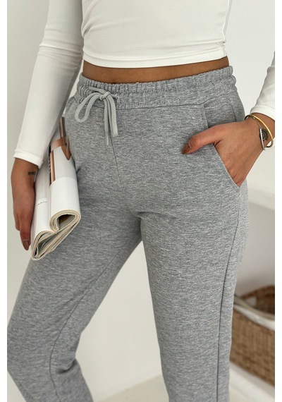 Kadın Bağcıklı Jogger Pantolon & Eşofman Altı Sportif & Enerjik Stil Gri