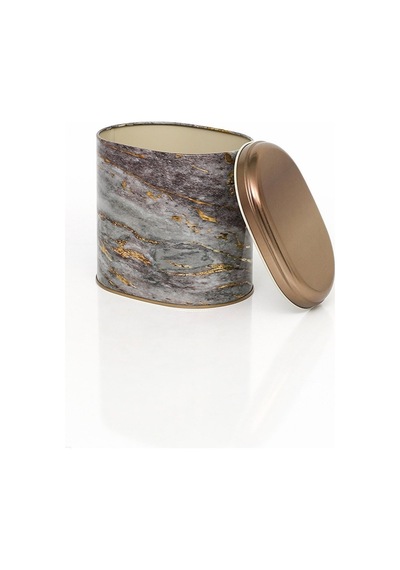 Rock And Gold Light Desenli Oval Metal Saklama Kabı 14 x 12 x 13 CM 1.4 L Çok Renkli
