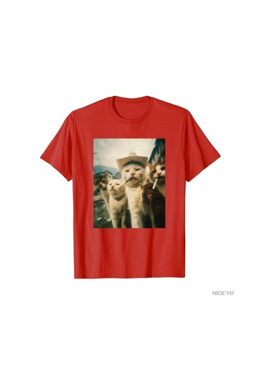 Flood Of Style Komik Kovboy Kediler Vintage Meme Tasarım T-shirt Erkekler Kadınlar Için % 100% Pamuk T Shirt Çok Renkli
