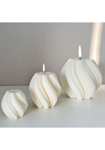 Silikon Mum 3d Küçük Boy Dönen Sütun Geometrik Dalgalı Sabun Beton Ve Taş Tozu Kalıbı Diğer