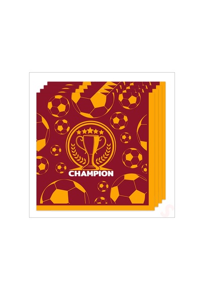 Futbol Temalı Sarı Kırmızı Champion Peçete - 33 Cm X 16 Adet