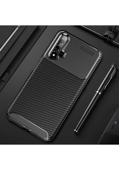 Huawei Nova 5T Kilif Silikon Esnek Karbon Görünüm Negro 404020710