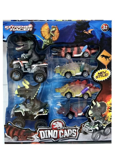 Çek Bırak Dinozor Atv Motor Oyuncak Araba 6 Lı Set