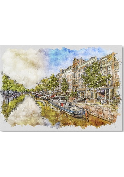 Cakasepetim Amsterdam Sulu Boya Resim Ahşap Mdf Tablo