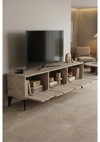 Tv Sehpası 160 Cm Tv Ünitesi Kapaklı Modern Şık Minimal Salon Konsolu Royal 5093 Sepet Ekru Tv Sehpası 160 Cm Tv Ünitesi Kapaklı Modern Şık Minimal Salon Konsolu Royal 5093 Sepet Ekru
