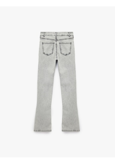 Koton Yüksek Bel Dar Kesim İspanyol Paça Denim Pantolon - Flare Jeans Gri 6wal40050md Gri Koton Yüksek Bel Dar Kesim İspanyol Paça Denim Pantolon - Flare Jeans Gri 6wal40050md Gri