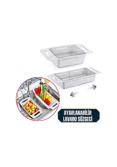 Sürgülü Ayarlanabilir Lavabo Süzgeci Uzun/kısa Evye Tipi Sebze Meyve Yıkama Aparatı Plastik Diğer
