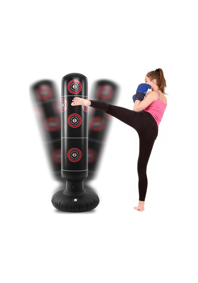 Spor Boks Torbası Şişme Boks Torbası Standı Siyah