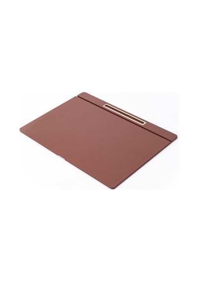 Turgut Office Deri Kapaklı Masa Sümeni Taba Gold Detaylı 50 x 35 CM