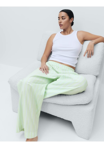 Marks & Spencer Çizgili Geniş Paça Pijama Altı T37001824P Yeşil