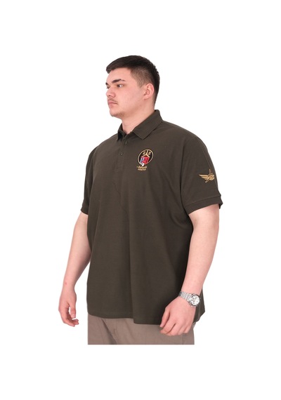 Mode Xl Büyük Beden Erkek T-shirt Pike Polo Yaka U25306 Haki Haki