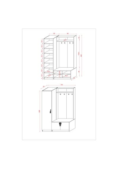 Asra Trend Vestiyer & Portmanto V-01 %100 MDF Askılı Çok Raflı Ayakkabılık Kül Gri
