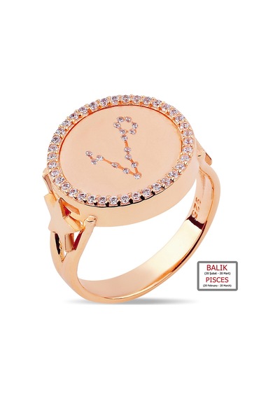 Kuyumcudukkanı Zirkontaşlı"balık Burcu"yüzük-10433-r-pısces Rose Gold