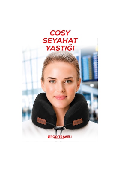 Viscofoam Cosy Ortopedik Seyahat Yastığı Visco Boyun Destekli Seyahat Yastığı - Siyah | Ergo Travel