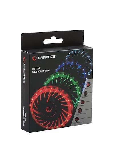 Rampage JBT-21 120x120x25 MM RGB Ledli Kasa Fanı