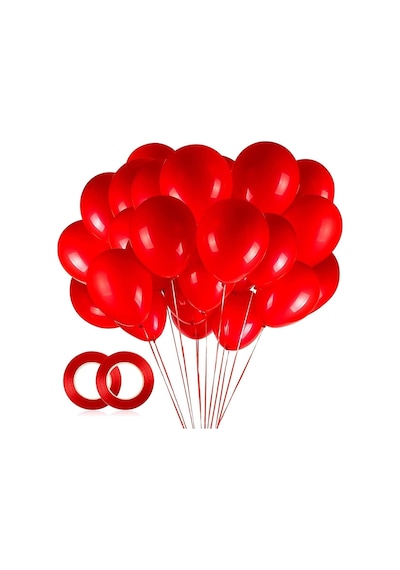 Balon Parlak Metalik Helyum Balon 10 Adet Kırmızı Renk