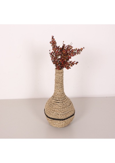 Garlıc Rafya Vazo - Saksı 22x42 Cm Bej